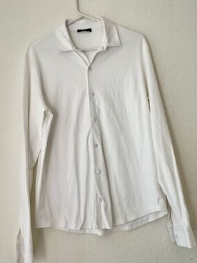 Vince Men White Long Sleeve Button Down Shirt Minimal.